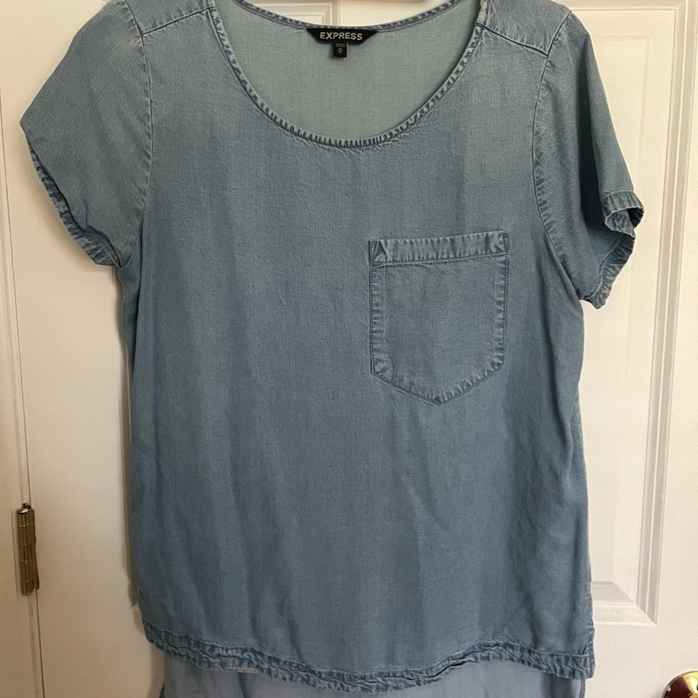 Hi-low jean pocket shirt
